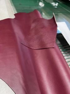 Burgundy nappa leather for handbag manufacturing Asen Leather